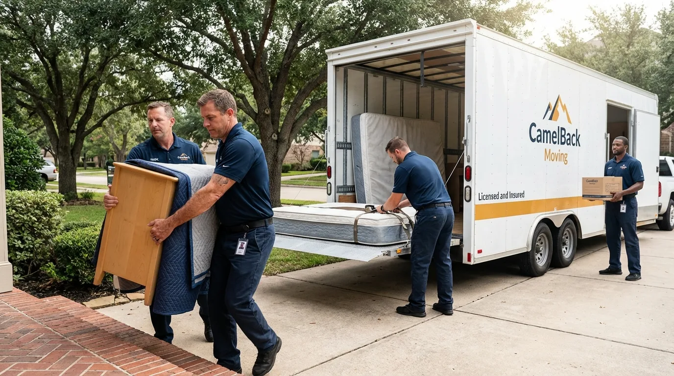 Crew loading residential truck for cross-state move from Brockway, PA
