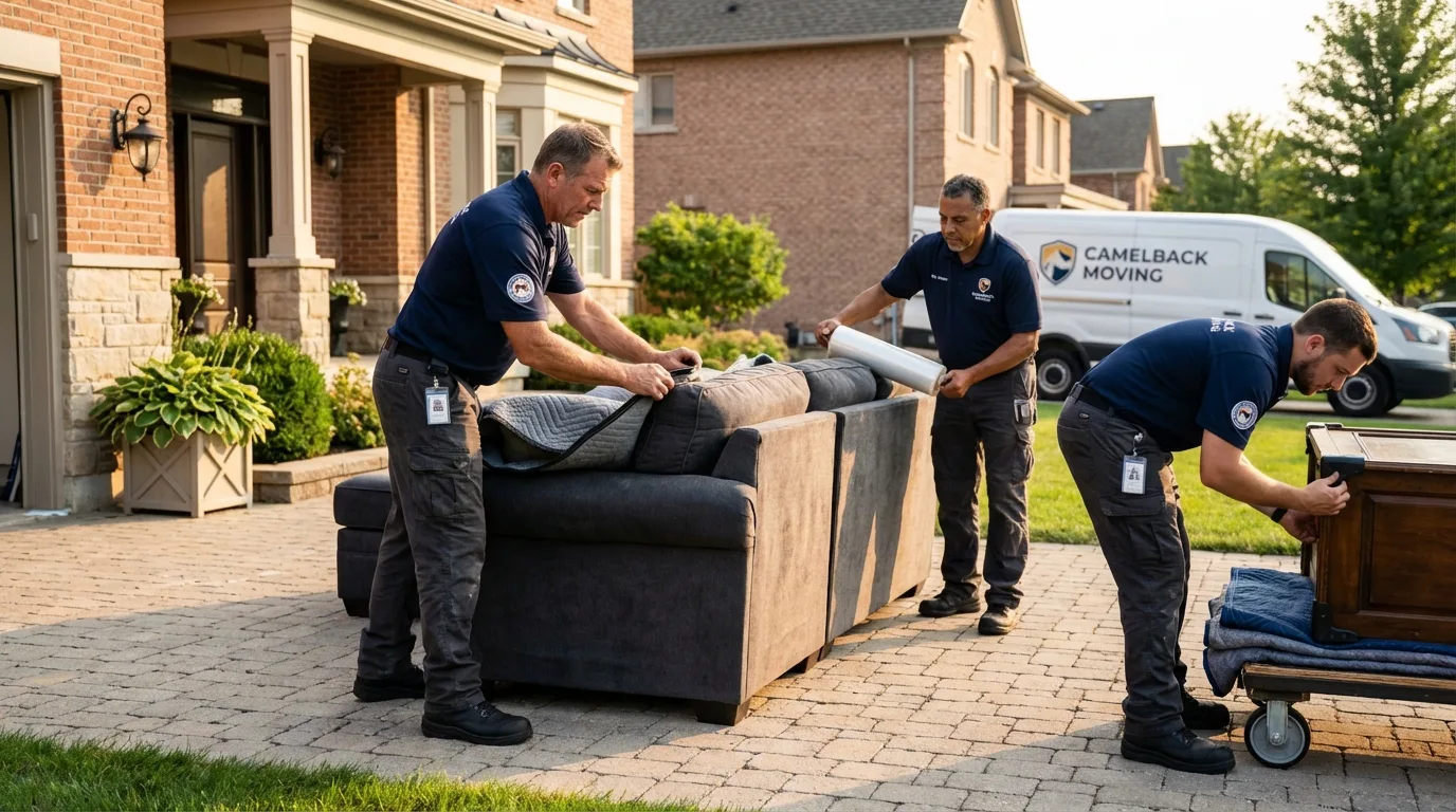 Large estate moving crew wrapping furniture in Brockway, PA